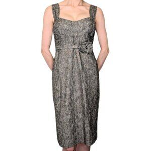 Rebecca Taylor Grey Tweed Rosette Belt Sheath Dress 2